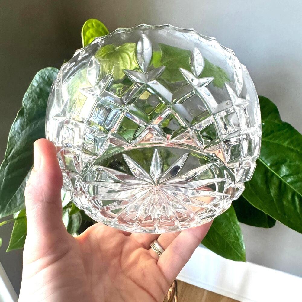 Vintage Rovelli Swiss Crystal Rose Vanity Bowl– Starburst Diamond Cut Dish